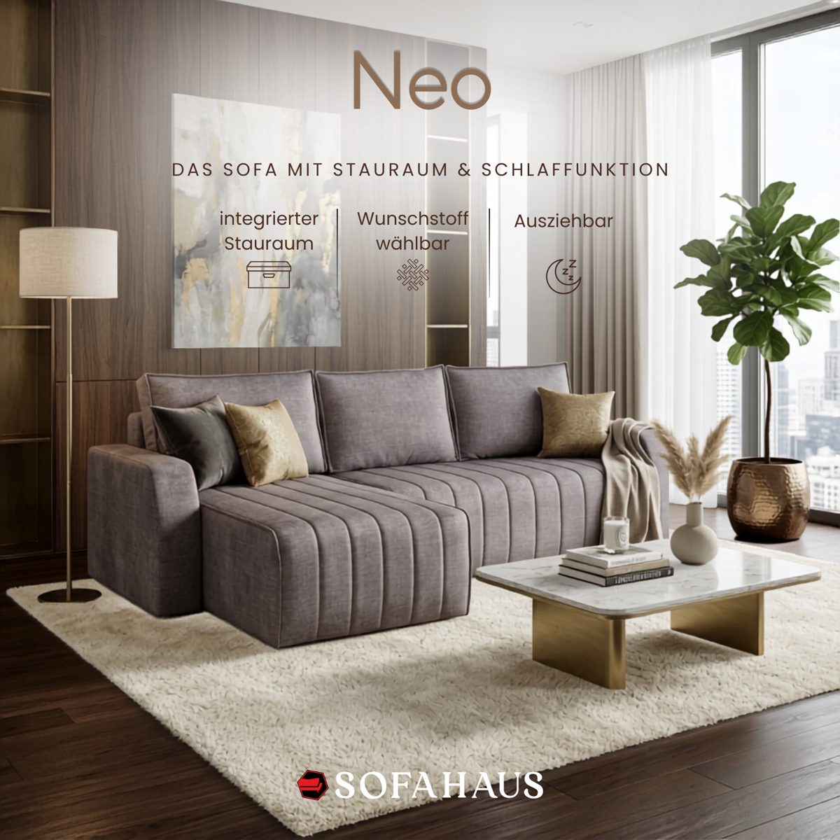 Sofa Neo – mit Stauraum und Schlaffunktion